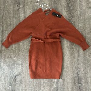Lulus Burnt Orange Off the Shoulder Dress - size small